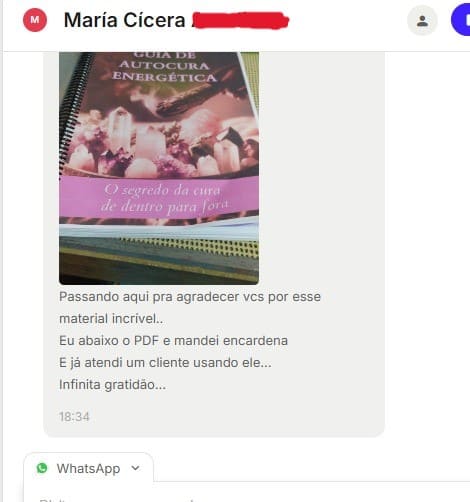 Relato de melhora física e emocional