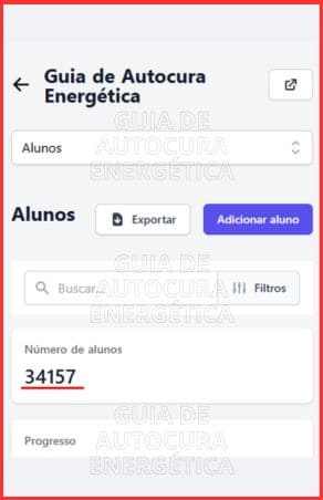 Estatísticas de alunos no painel do curso